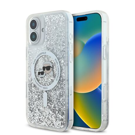 Θήκη Karl Lagerfeld iPhone 16 Liquid Glitter Karl Choupette MagSafe